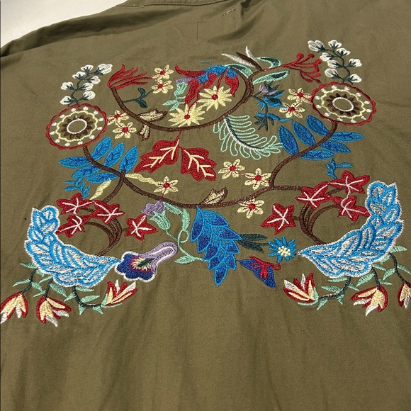 Hayden Embroidered Utility Jacket olive green Size 2x Cinch waist Snap Closure - Picture 8 of 8